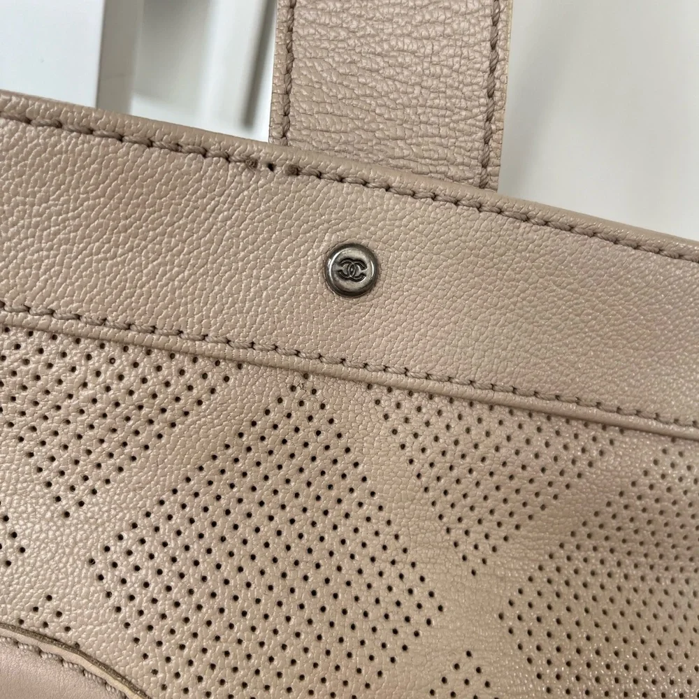 Chanel Beige Perforated Caviar Tote - Picture 6 of 16